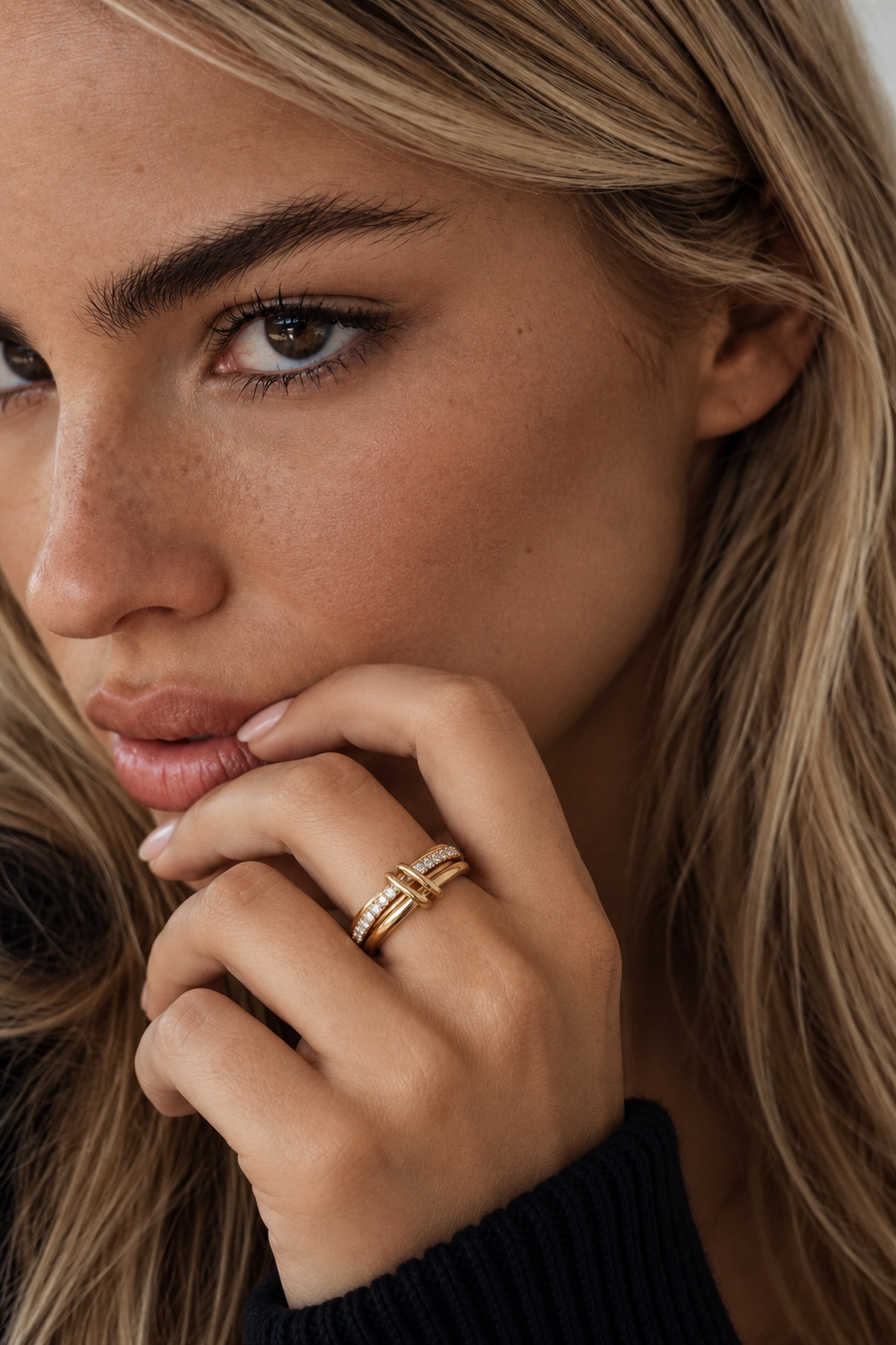 NOOR · Bague Double Anneau Doré